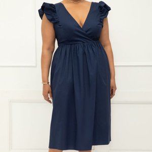 NWT - ELOQUII Elements Ruffle Sleeve Surplice Dress With Tie